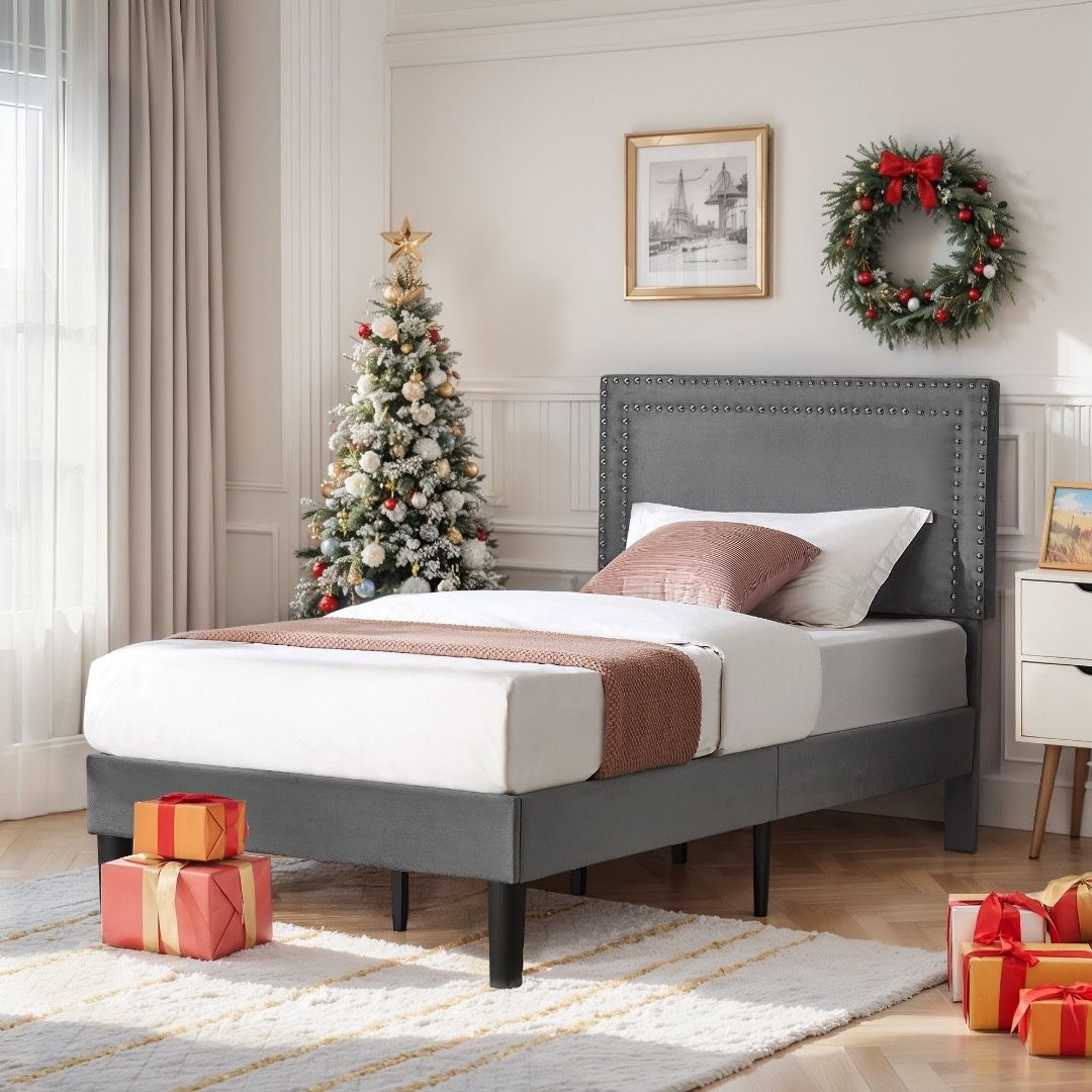 Twin Bed Frame , Grey