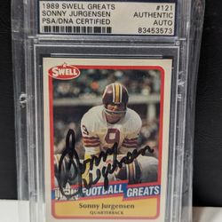  1989 Swell Greats Sonny Jurgensen Autographed Card #121 PSA/DNA Certified