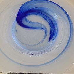 Cobalt Blue Swirl Art Glass Plate