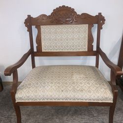 Wood Antique Love Seat Settee