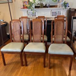 Vintage Mid-Century Modern Cane Back Dining Chairs – Set of 6