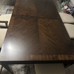 Wood Dining Table With Leaf And Chairs