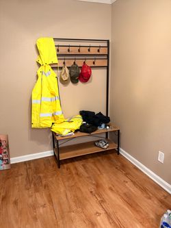 Industrial Entryway Hall Tree with Bench