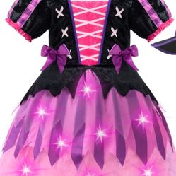 Spooktacular Girls Light-Up Witch Costume w/Tutu, Small (5-7yr) *BRAND NEW*