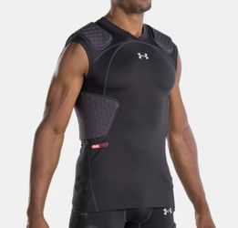 Mens Black Under Armour Football Gameday Armour Pro 5-Pad Compression Top XXL