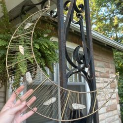 Crescent Moon  Wall Decor With Crystals