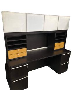 Verde Collection Credenza With Glass Door Hutch and Hutch Organizer