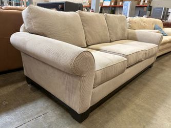 Contemporary Microgrid Pattern Upholstered 3 Seat Sofa
