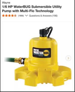 Submersible Utility Pump  RENT OR BUY Wayne 1/6 HP WaterBUG with Multi-Flo Technology