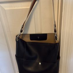 Black crossbody bag  w/patterned strap 