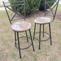 Bar Stools Metal with Back Support Dark Brown