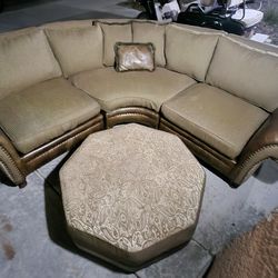 Taylor Olive 3 sectional Leather & Cloth couch