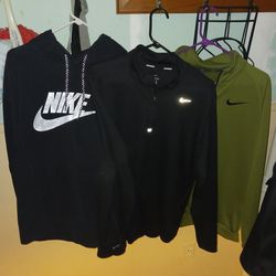 Men's Nike Lot, Hoodie, 2X 1/4th Zip Pullover, Dry-Fit Running, Large, XL, Black, Green