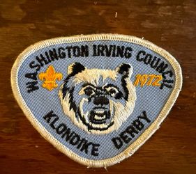 Vintage BOY SCOUT PATCH - 1972 KLONDIKE DERBY - Washington Irvings Council - BEAR