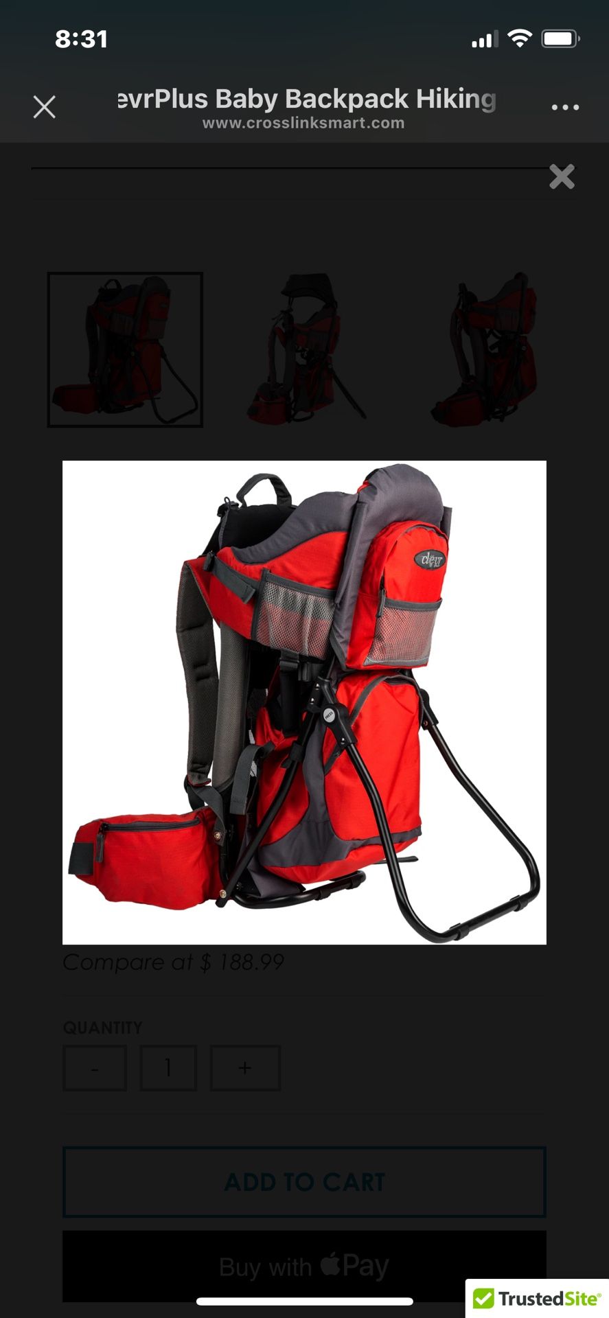 CLEVRPLUS BABY BACKPACK HIKING CHILD CARRIER, RED