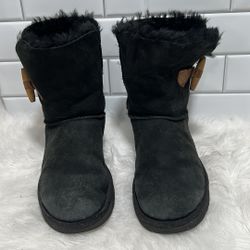 UGG WOMEN'S KEELY SHEARLING LINED BOOTIES,BLACK, US SIZE 9