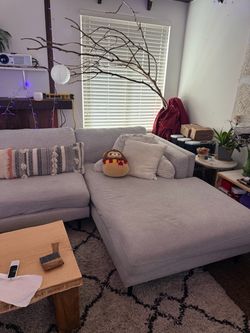 Light Gray Sectional Couch with Chaise