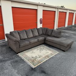 Grey Suede Sectional Couch / PERFECT CONDITIONS