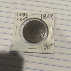 1839 large cent fair condition Has The Name H S Hurges stamped on the front did some research. He was an attorney born in 1866 died in 1952 fitits the