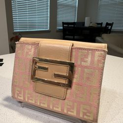 Pink Fendi Bifold Wallet 100% Authentic 