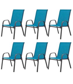 Set of 6 Patio Chairs with Armrests and High Backrest, Breathable Textilene Fabric, Sturdy Construction for Outdoor Gardens and Patios