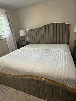 GREY & GOLD Wave Bed πποΈπ©ΆCama Gris / Dorada
