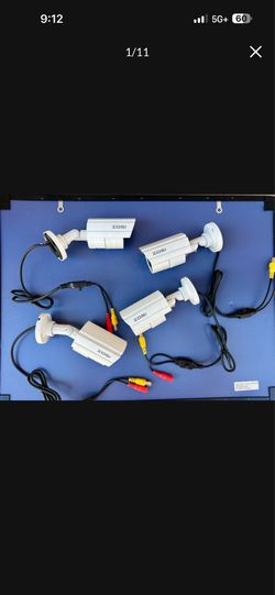 4 Pk ZOSI - Model ZG2112C Digitalt Security CAMERA - White W Cable Office Setting
