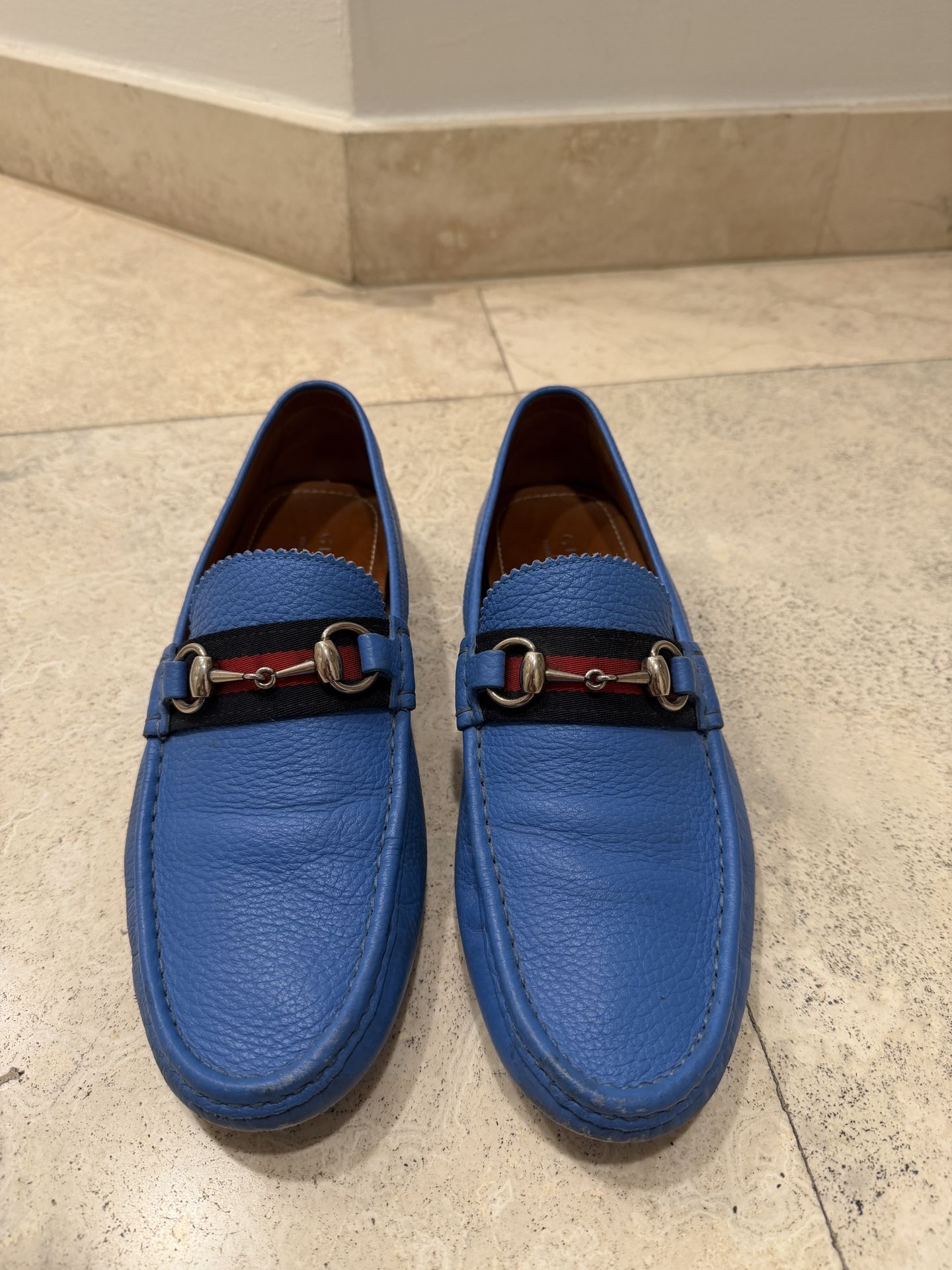 Gucci Horsebit Blue Leather Loafers