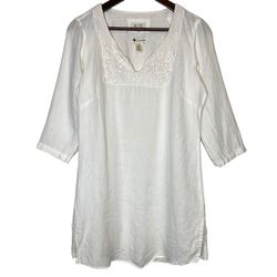 Malvin Hamburg Germany Women’s Linen White Tunic Dress Top Size Medium