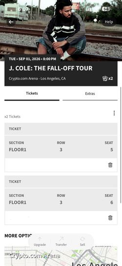 Floor Seats for J Cole Tour -9/01 - $860 each