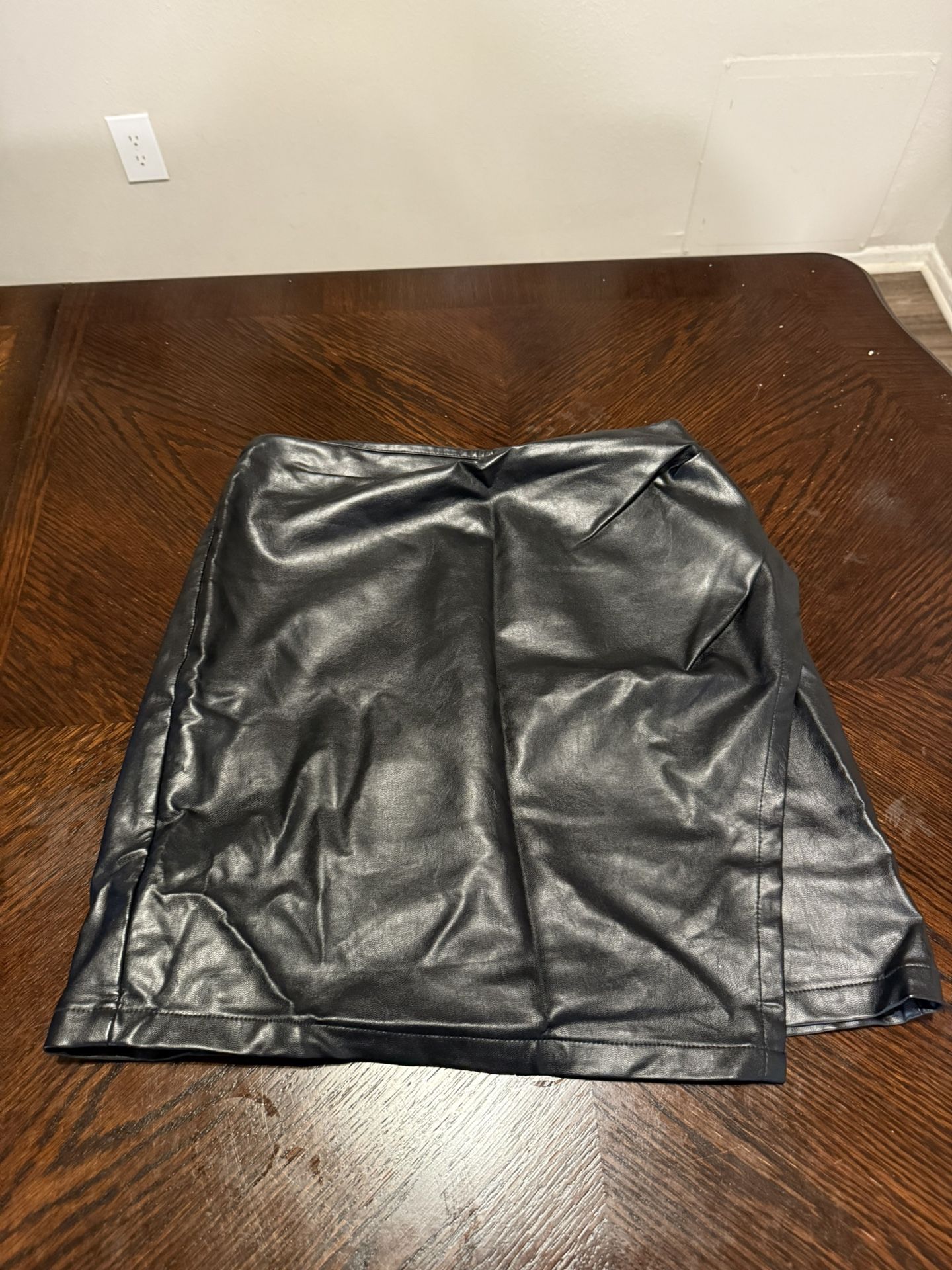 Cider Black Leather Skirt 