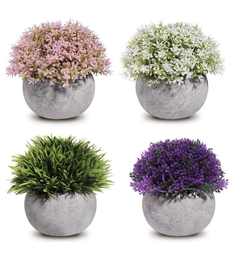 Fake Plants Mini Artificial Plants Potted 4 Pack