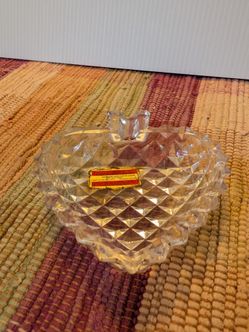 Vintage West German 24% lead crystal heart-shaped ashtray