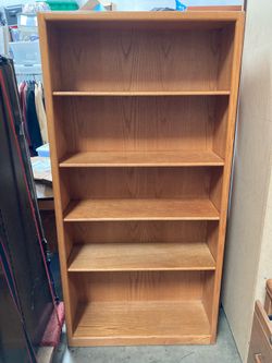 36” Oak Finish Adjustable 5-Tier Bookcase Bookshelf