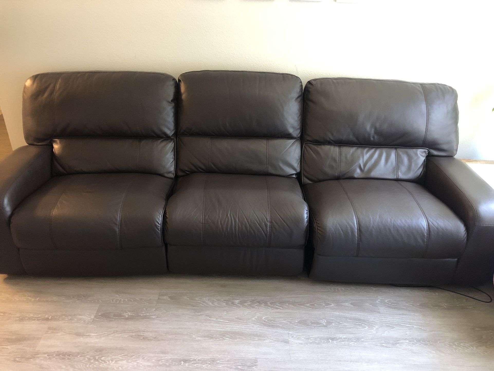 Dark Brown Faux Leather Couch 