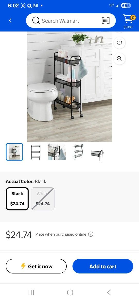 3 Tier Rolling Bathroom Shelf