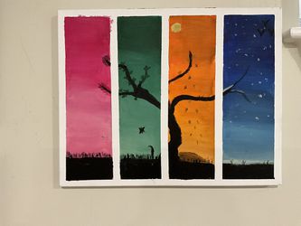 Tree painting with 4 different sections Thumbnail