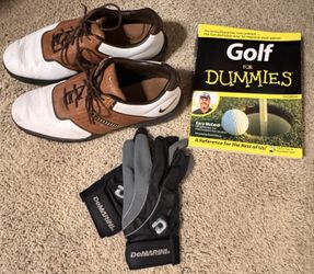 Men's Nike Golf Shoes Size 9, Book And Gloves!