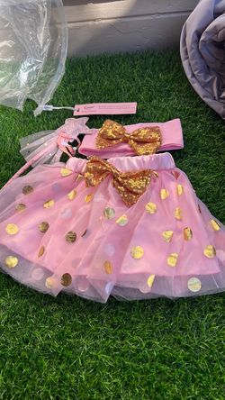 XFGLCK Conjunto de falda para bebé recién nacida para el primer día de la madre, mameluco + falda tutú de lunares rosados + diadema +