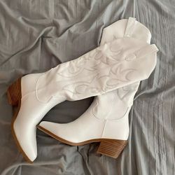White Cowboy Boots Size 8