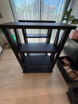 Dark Wood 4-Tier Bookshelf x2