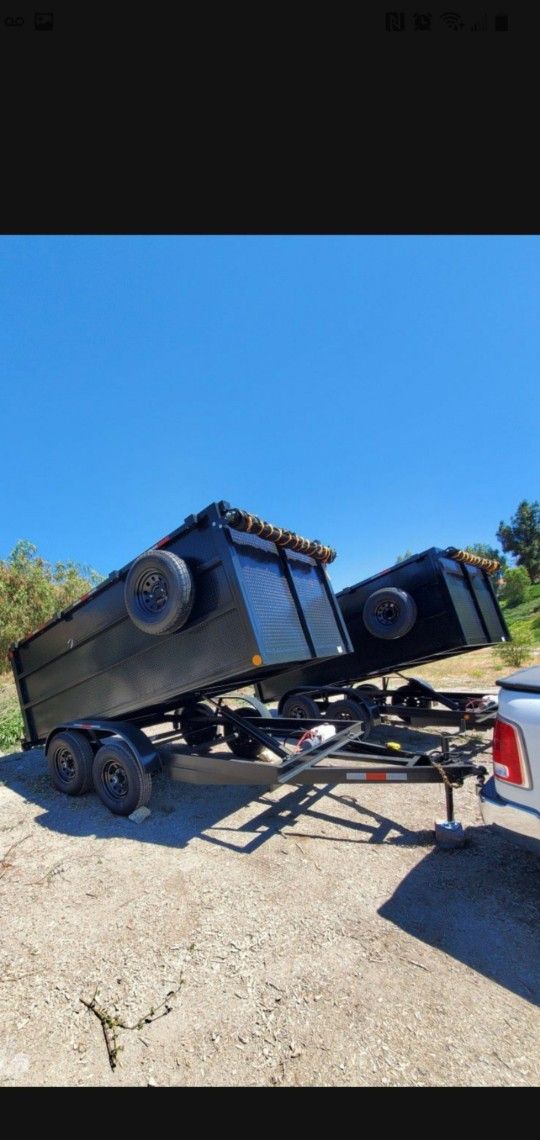 BRAND NEW DUMP TRAILER 8X12X4 12,000 LBS HYDRAULIC SYSTEM ROLLING TARP AND SPARE TIRE LED LIGHTS TITLE IN HAND READY FOR WORK FOR ANY QUESTION TEXT ME
