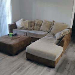 Brown And Tan Sectional 