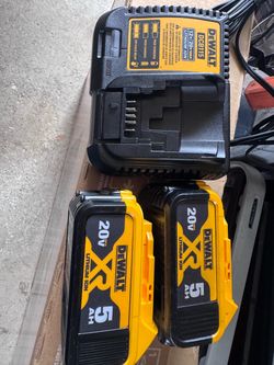 Dewalt charger and two 5ah batteries