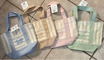 Trader Joe's striped mini canvas totes