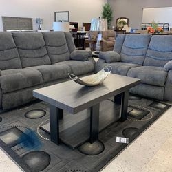 Tulen Gray Reclining Living Room Set (SOFA and LOVESEAT