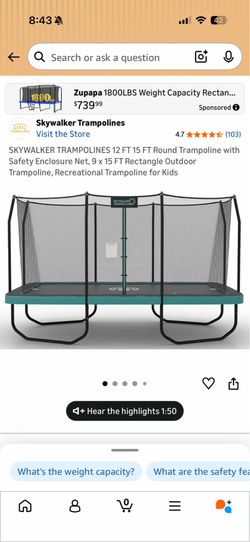 Rectangular trampoline. Skywalker brand