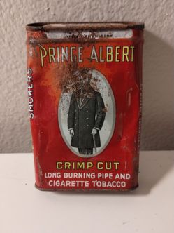 Prince Albert Crimp Cut Pipe Cigarette Tobacco Tin Can Pocket Vintage Metal Red