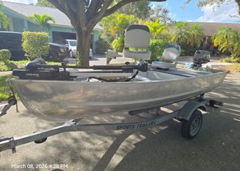 12' Tiny Bass Boat / Aluminum Fishing Rig – Tohatsu 6HP + Minn Kota + Trailer – Trade for UTV