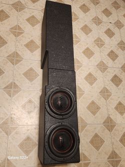 Two 8-inch subwoofers in an enclosure
